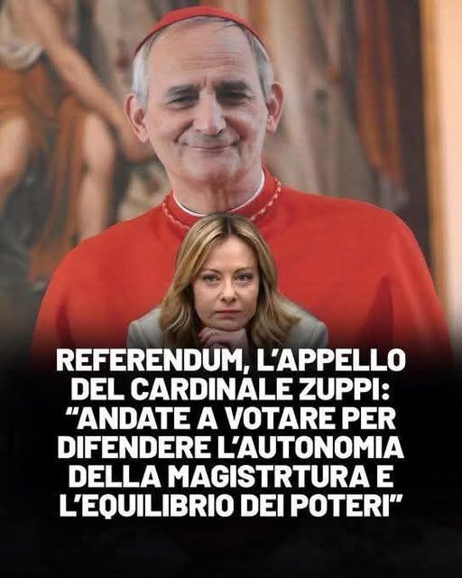 serebellardinel's tweet image. Anche Cardinale #Zuppi interviene:"Andate a votare per difendere equilibrio dei poteri,principio cardine di  democrazia sana,perché senza magistratura indipendente,nessun diritto è davvero garantito!" Astensionisti siete voi i veri responsabili del #GovernoMeloni al potere!