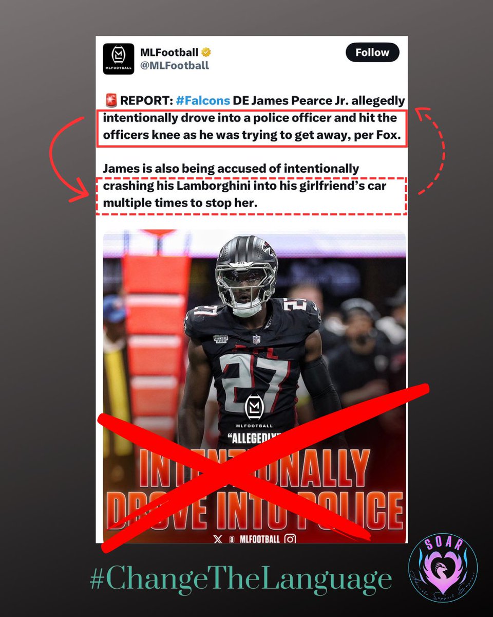 SOAR_Canada's tweet photo. WNBA player Rickea Jackson is named only in her relation to James Pearce Jr.
Headline centres on his status & alleged violence against police & sidelines the alleged violence against her, including reports he rammed her car to stop her reaching police.
#ChangeTheLanguage 🩵💜💙 https://t.co/ZyAipgcKGi