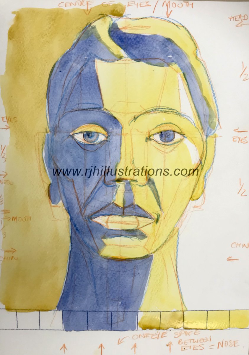 RogerHutchinsI1's tweet photo. I painted this head in a beginners' watercolour class last week. Not only was it the first time many of my students had painted a head, most of them had not tried drawing one before. π§βπ¨ #artist #watercolourart #arttutor #art #stagesofapinating #adulteducation #classdemo https://t.co/QB3r8NlaUU