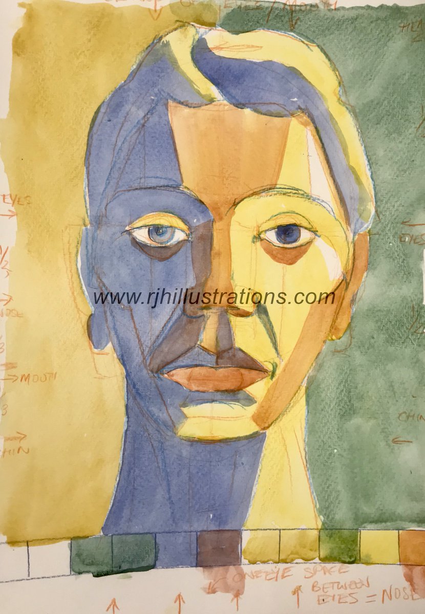 RogerHutchinsI1's tweet photo. I painted this head in a beginners' watercolour class last week. Not only was it the first time many of my students had painted a head, most of them had not tried drawing one before. π§βπ¨ #artist #watercolourart #arttutor #art #stagesofapinating #adulteducation #classdemo https://t.co/QB3r8NlaUU