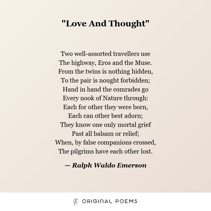 0riginalpoems's tweet photo. Eros and the Muse,  love and thought, travelling hand in hand. #RalphWaldoEmerson #Poetry #LoveAndThought https://t.co/imiOSHDzfo