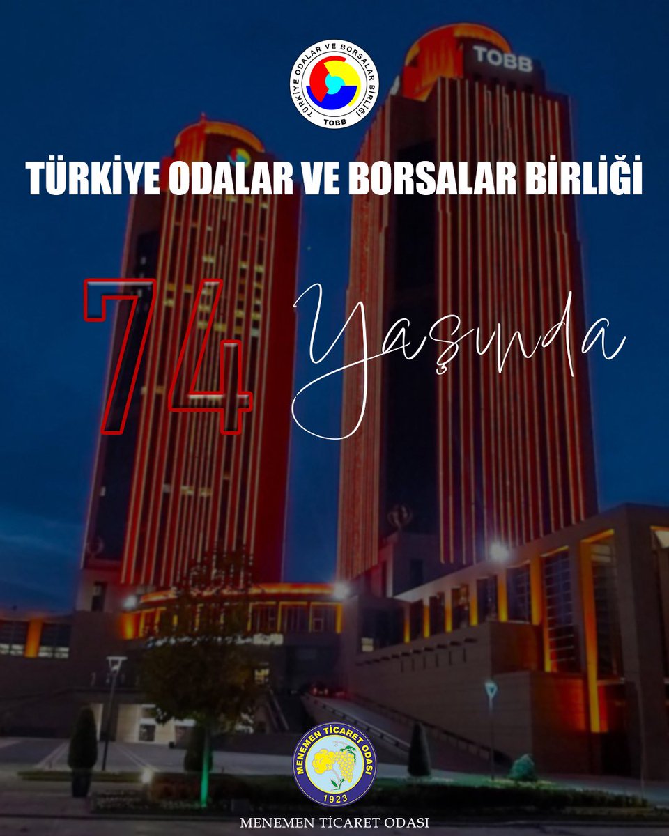 Türkiye’nin üreten gücü, iş dünyamızın gür sesi Türkiye Odalar ve Borsalar Birliği 74 yaşında!

Menemen Ticaret Odası olarak, bu köklü çınarın bir dalı olmaktan büyük onur duyuyor, Birliğimizin 74. kuruluş yıl dönümünü en içten dileklerimizle kutluyoruz.
