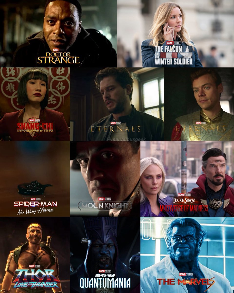Unresolved post-credit scenes in the #MCU: 

• “Too Many Sorcerers” (Doctor Strange) 

• Sharon Carter revealed as the Power Broker (The Falcon and the Winter Soldier) 

• Xialing as the new leader of The Ten Rings &amp; The Beacon (Shang-Chi and the Legend of The Ten Rings) 

•