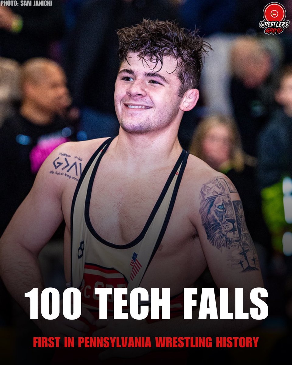 _wrestlersgrind's tweet photo. How crazy is this? 😳

Bo Bassett becomes the first person in PA wrestling history to reach 100 tech falls. https://t.co/SkSZP5HSIk