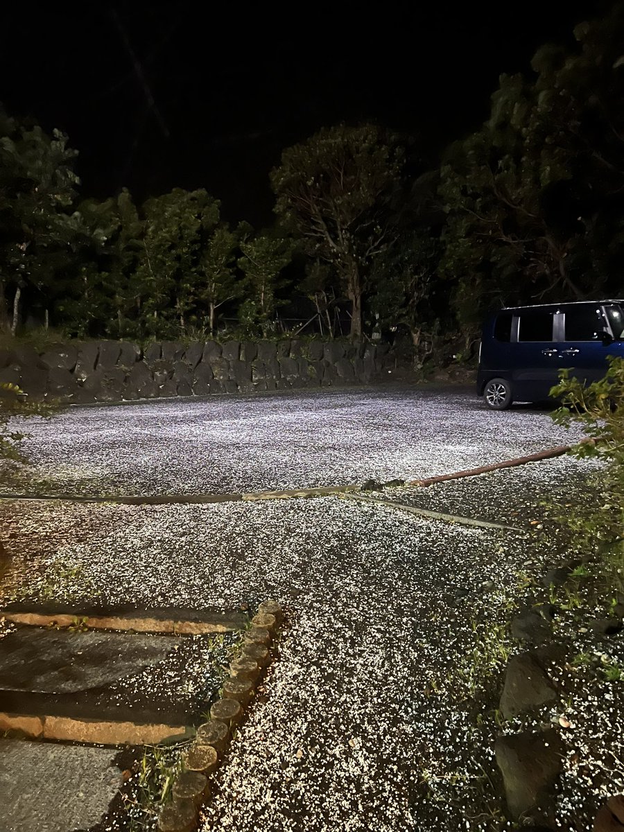深夜の八丈島、雪が降ってます めっちゃ寒いです((((；ﾟДﾟ))))))) 2/9