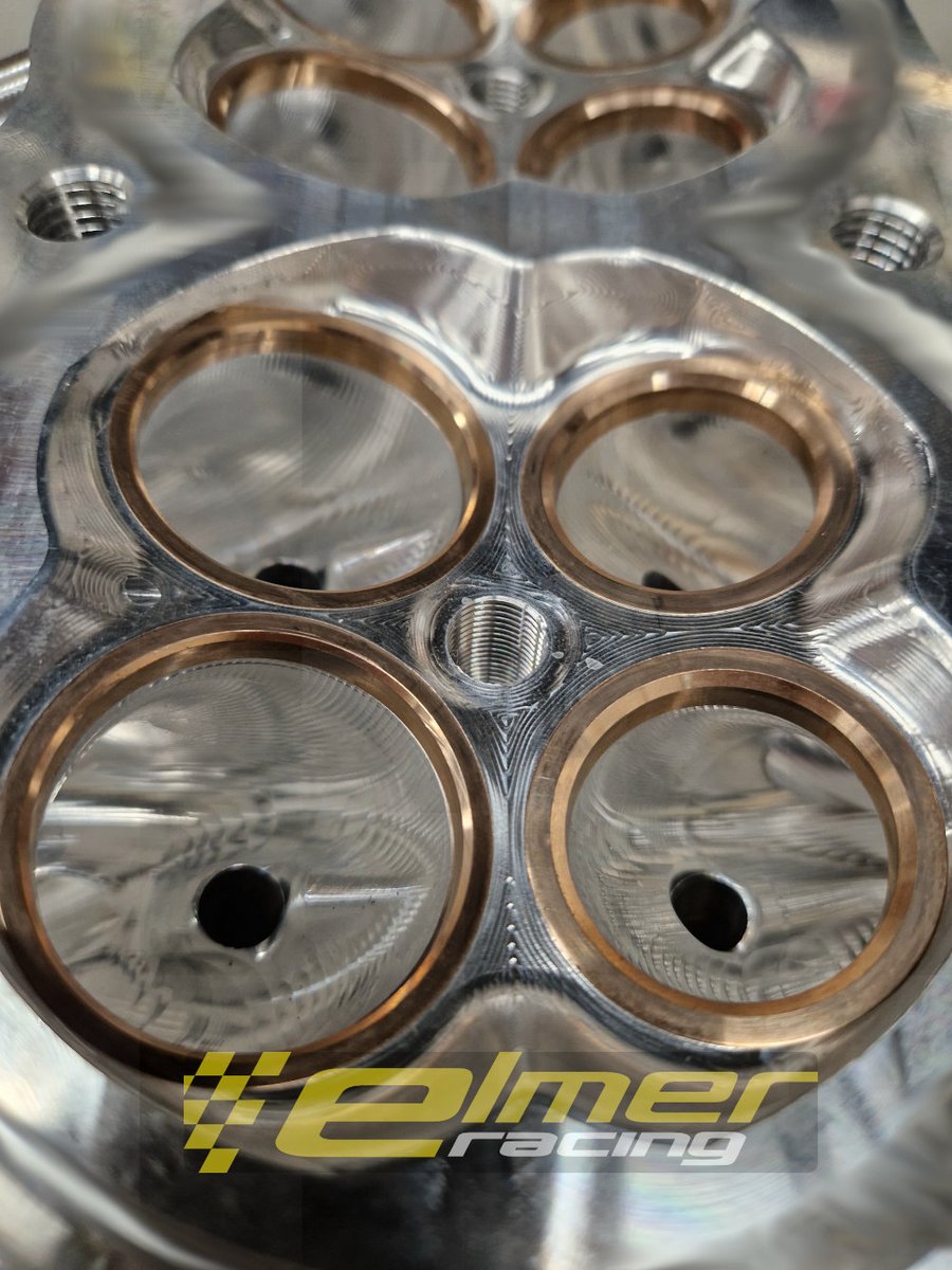 ElmerRacing's tweet photo. Assembly started on our first Hel engine.
Valve seat press fit tolerance spot on!
Big thanks to CHE Performance for helping with material and dimension selection. (Even if we ended up going slightly outside of their recommendations)
Next up on the heads: valve guide install tooling, valve guide install, valve guide reaming, and valve seat machining.