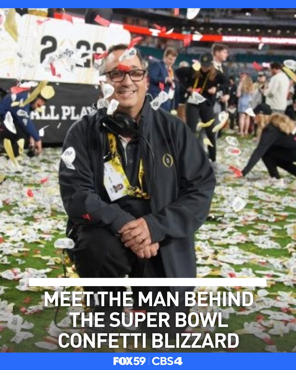 CBS4Indy's tweet photo. Have you ever wondered who is behind the confetti blizzard at the Super Bowl?
Learn more here: https://t.co/DhkupfnKlp https://t.co/2mmig3x3To