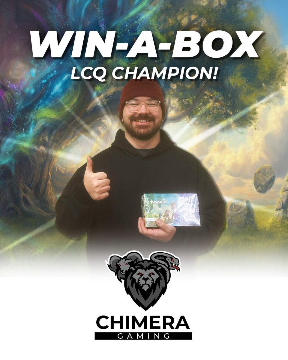🏆 Lorwyn Win-A-Box Sealed LCQ Recap! 🏆

Huge congrats to our Win-A-Box Champion and thanks to everyone who came out to crack packs and battle with Lorwyn Eclipsed! The games were great and the new cards are already making waves 👀

#ChimeraGaming #LGS #TCG #MagicTheGathering