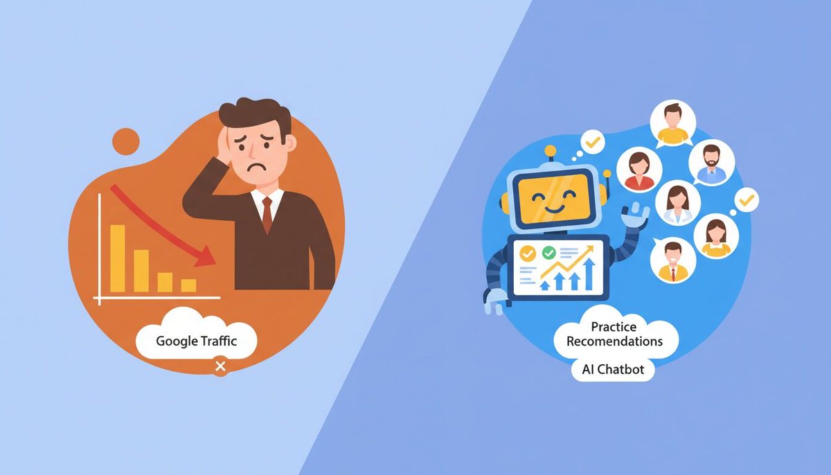 60% of Google searches end without a click. 🧵

On mobile? 77%.

Your patients aren't Googling keywords anymore. They're asking ChatGPT "who's the best chiropractor near me for sciatica who uses non-force techniques?"

And they're expecting a recommendation. Not ten blue links.