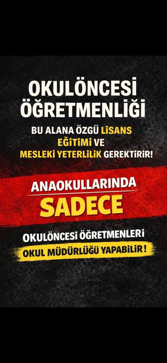 sinemozgul's tweet photo. Anaokullarında sınıf öğretmenlerinin okutacağı bir ders bulunmamaktadır. Buna rağmen müdürlük tercihine açılması, okul öncesi öğretmenlerinin alan hakkını gasp etmektir. Bu düzenleme adil değildir.
#AnaokulunaAlanGerek @tcmeb @tegm @egitimbirsen @turkegitimsn @egitimis https://t.co/sFyehU5Z2e