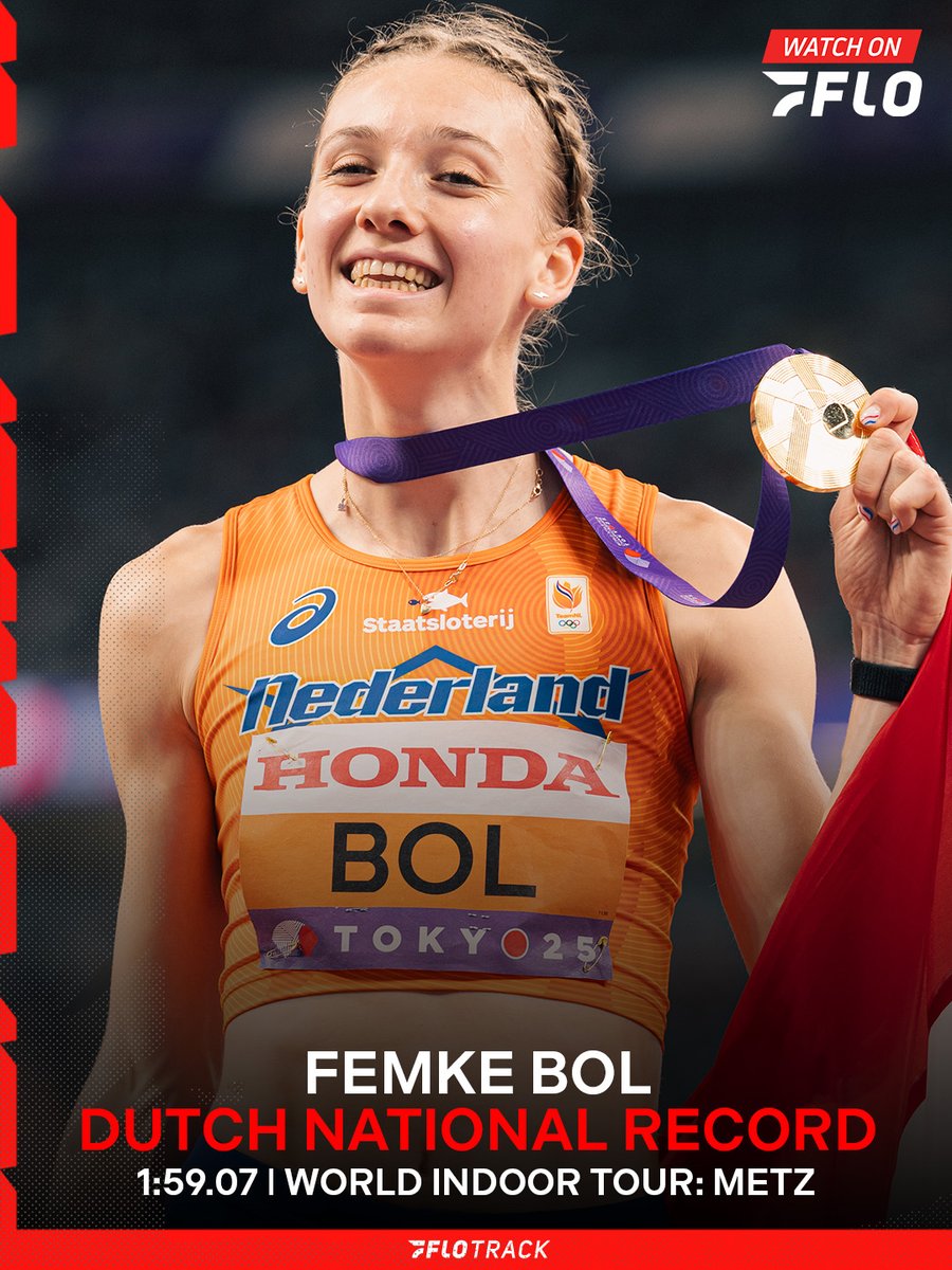 In her 800m debut Femke Bol clocks 1:59.07 for the win and national record!🔥🇳🇱

Watch the World Indoor Tour: Metz LIVE on FloTrack!