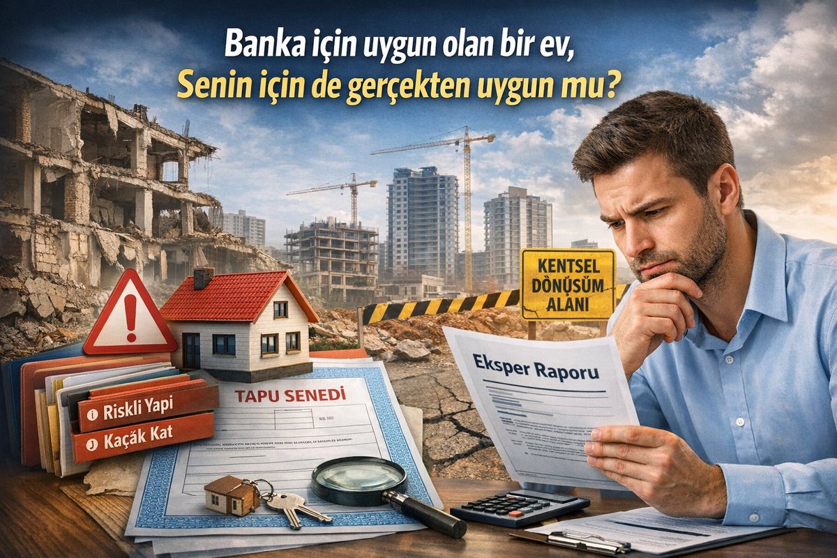 ozgurbankaci's tweet photo. Konut kredisine başvurdun.
Eksper eve gitti.
Banka “krediye uygundur” dedi.

Bu noktada çoğu kişi rahatlıyor.
Ama asıl bakman gereken soru şu:

Banka için uygun olan bir ev, senin için de gerçekten uygun mu? 🤔 

Eksper raporu sadece fiyat belirlemek için hazırlanmaz.
Aynı zamanda taşınmazın hukuki ve teknik durumunu da ortaya koyar.

Raporda özellikle kontrol edilmesi gereken başlıklar:

📌 Tapu niteliği (arsa, kat irtifakı, kat mülkiyeti)
📌 Yapı ruhsatı ve iskan durumu
📌 Binanın yaşı ve yapı sınıfı
📌 Mevcut kullanım ile ruhsat uyumu
📌 Riskli yapı / yıkım kararı şerhi
📌 Kentsel dönüşüm alanı durumu

Banka şu açıdan bakar:
“Bu taşınmaz teminat olarak yeterli mi?”

Alıcı ise şu açıdan bakmalıdır:
“Bu taşınmazda uzun vadede hukuki ve yapısal bir risk var mı?”

Eksper raporlarında sık görülen bazı ifadeler vardır:

⚠️ “Mevcut kullanım alanı ruhsat projesi ile uyumlu değildir.”
⚠️ “Parsel geçmişinde riskli yapı kaydı bulunmaktadır.”
⚠️ “İlgili taşınmaz kentsel dönüşüm alanına komşudur.”

Bu ifadeler krediye engel olmayabilir.
Ancak ileride tapu işlemlerinde, satışta veya dönüşüm sürecinde sorun oluşturabilir.

Birçok kişi raporu sadece sonuç bölümünden okur.
Oysa kritik bilgiler çoğu zaman “açıklamalar” kısmında yer alır.

Unutulmaması gereken temel nokta şudur:
Eksper raporu bankanın değil, alıcının rehberi olmalıdır.

Çünkü banka parasını güvence altına alır.
Alıcı ise yaşam alanını ve geleceğini satın alır.

Konut alırken yapılan en büyük hatalardan biri:
“Banka onayladıysa sorun yoktur” düşüncesidir.

Doğru yaklaşım şudur:
Kredi onayı aldıktan sonra eksper raporu detaylı incelenmeli,
gerekirse belediye kayıtlarıyla teyit edilmelidir.

Bir imza, uzun yıllar sürecek bir yükümlülüktür.
Bu nedenle konut alırken sadece fiyata değil, riske de bakmak gerekir.

Eksper raporunu okumadan ev alma.
Çünkü bazen en pahalı bedel, sonradan fark edilen detaylardır.

#konut #ilkevim