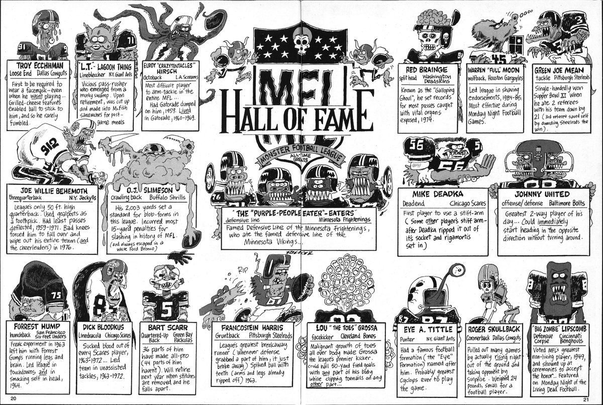 Monster Football League Hall Of Fame!
by Michael Ricigliano
From CRACKED Monster Party issue #41
#crackedmagazine #superbowl #football