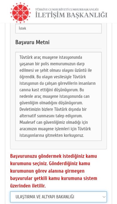 Tüvtürk istasyonlarında can güvenliğimiz yok. Ben bu istasyonlara gitmek istemiyorum ve başka bir alternatif sunulması talep ediyorum. Siz de cimer üzerinden Bu talebinizi iletebilirsiniz.