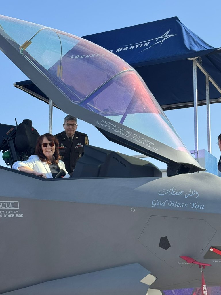 USAinKSA's tweet photo. CDA Alison Dilworth toured the American equipment, including the F-35, at the @WDS_KSA, highlighting American leadership in defense technology. The F-35 exemplifies American excellence, innovation, and our commitment to advancing security and partnership in the region and the world.
#SaudiWorldDefenseShowcase, #WDS26, #PartnerForStrength.
@usairforce @DeptofWar