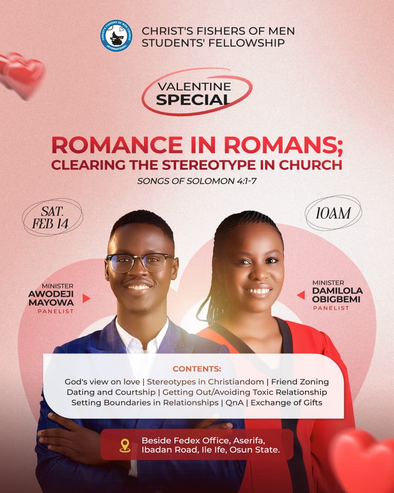 Love is more than roses and chocolates, it’s Christ at the center. Valentine is more than flowers, gifts and sweet words, it’s a reminder of the greatest love ever shown. 🥹😍🌹

Join us as we celebrate love that heals, restores, and endures - God’s kind of love. ❤️✝️