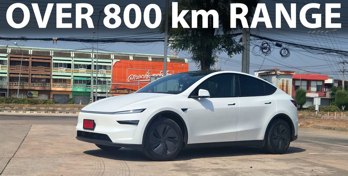 niccruzpatane's tweet photo. YouTuber Bjørn Nyland was able to travel 814 km (506 miles) on a single charge in Thailand while hypermiling at a constant speed of 80 km/h (50 mph) in a Model Y LR RWD. 

The Model Y efficiency was also insane: 
96 Wh/km or 154.5 Wh/mi.

Video: https://t.co/jlC9ArhiEH https://t.co/EOnUZXQZ5G