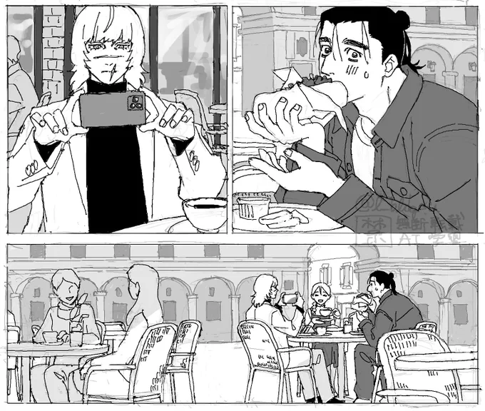 パンを食べているオ君の画像フォルダを潤しているバさんのらくがき(現パロ) 