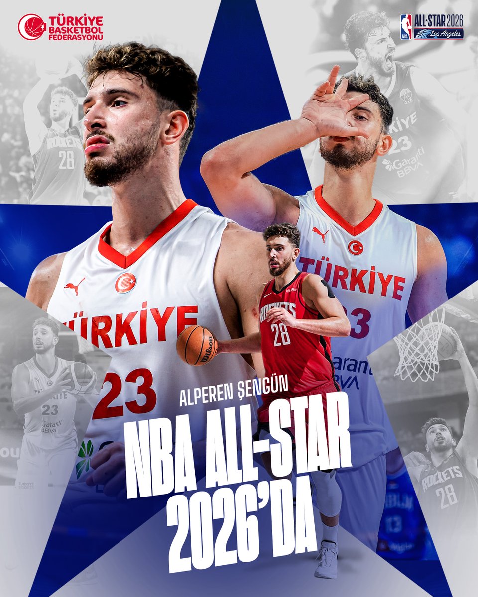 Milli oyuncumuz Alperen Şengün, üst üste ikinci kez NBA All-Star’da! 🌟

A Erkek Milli Takımımızın ve Houston Rockets'ın yıldız oyuncusu Alperen Şengün, Batı Konferansı'ndan seçilerek #NBAAllStar 2026’da sahne almaya hak kazandı. 🏀