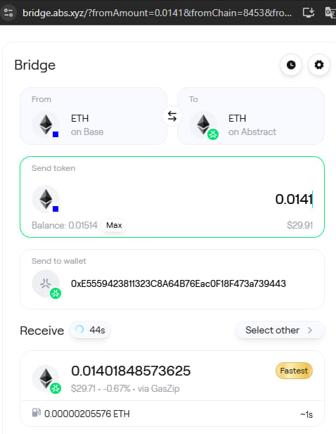RPichugin's tweet photo. I don’t know why so few people post about this on X. In the AGW wallet from @AbstractChain  there’s a very handy bridge for moving funds from various networks (see list in picture 2) into the Abstract network. What I can say is that it’s cheap and fast. Thanks to the team!
#Eth https://t.co/9pdsklKRh0