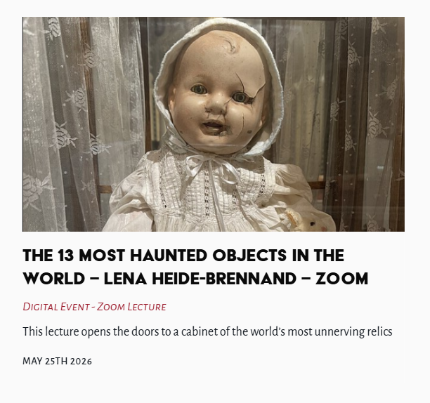 TheLastTuesdayS's tweet photo. Tonight's Lecture - The 13 Most Haunted Objects in The World - Lena Heide-Brennand - Zoom

#HauntedObjects #LenaHeideBrennand @TheLastTuesdayS 

https://t.co/iqdNxQimtx https://t.co/RtfDwfV1bX