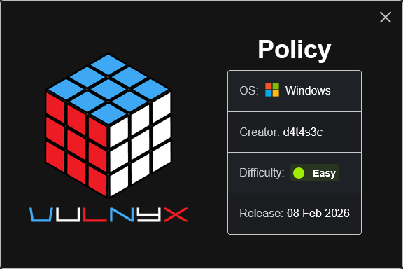 vulnyxofficial's tweet photo. New VM | Policy by d4t4s3c
π (https://t.co/B8MK7SoSce)
#vulnyx #nyx #windows #ctf #pentesting #cybersecurity #infosec #hacking #redteam #informationsecurity #networksecurity #boot2root https://t.co/kQZflklL7z