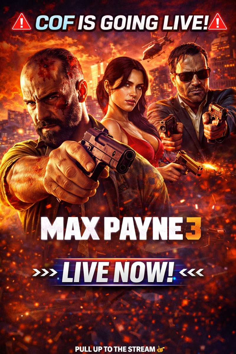 SJApollo's tweet photo. ๐จ COF IS GOING LIVE ๐จ
๐ซ MAX PAYNE 3 โ LIVE NOW
Dark vibes. Slow motion chaos.
Every bullet counts, every move intentional.
Pull up and lock in with COF ๐ฎ๐ฅ https://t.co/9ZhwQmnymh
#twitch
#ChannelOfFlyness
#explorepage
#Maxpayne3
#TrendingNow https://t.co/aoS7gDflPA