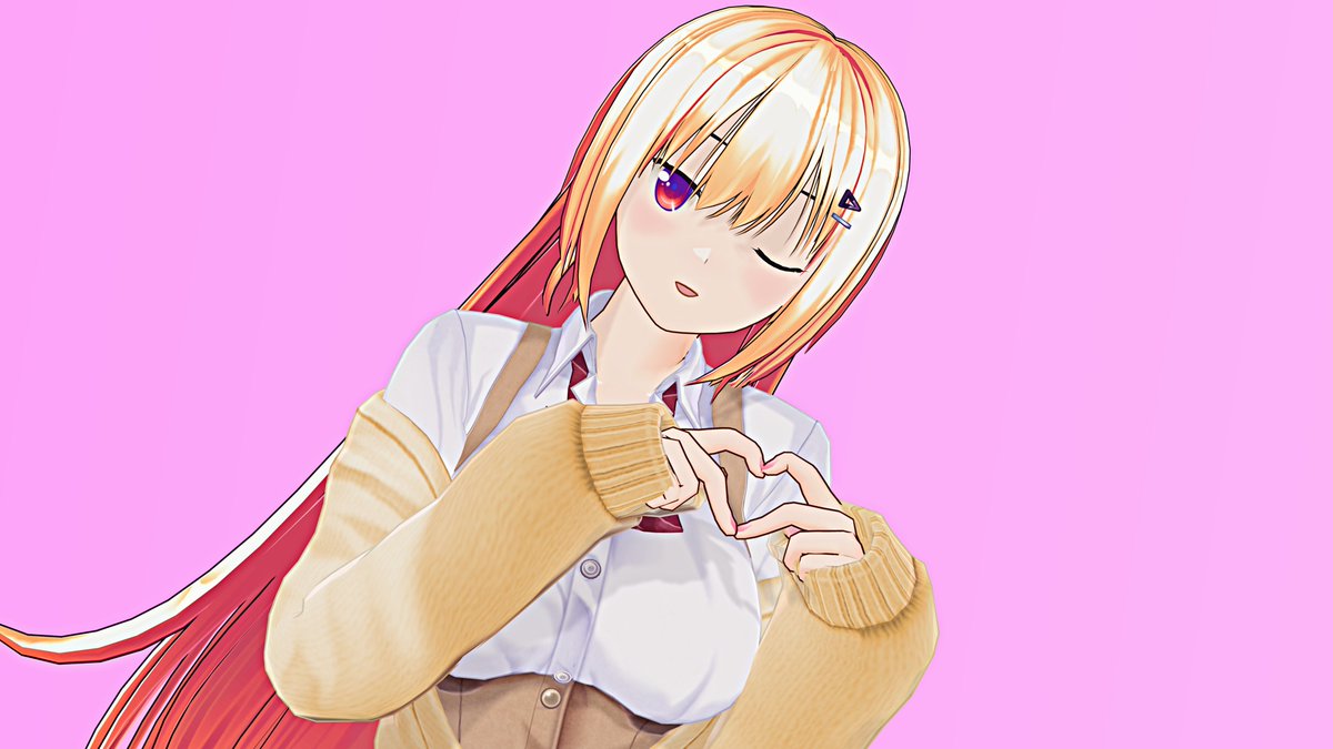 #cm3d版深夜の真剣エディット60分一本勝負
お題｢指ハート ウインク」
今エディット中の娘
#COM3D2