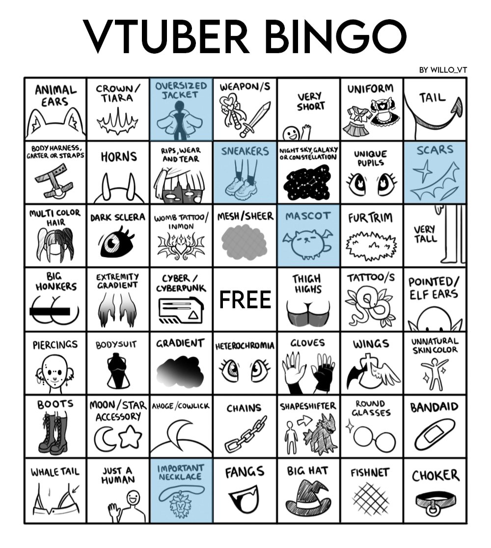 Bingo de um vtubo com design simples kk