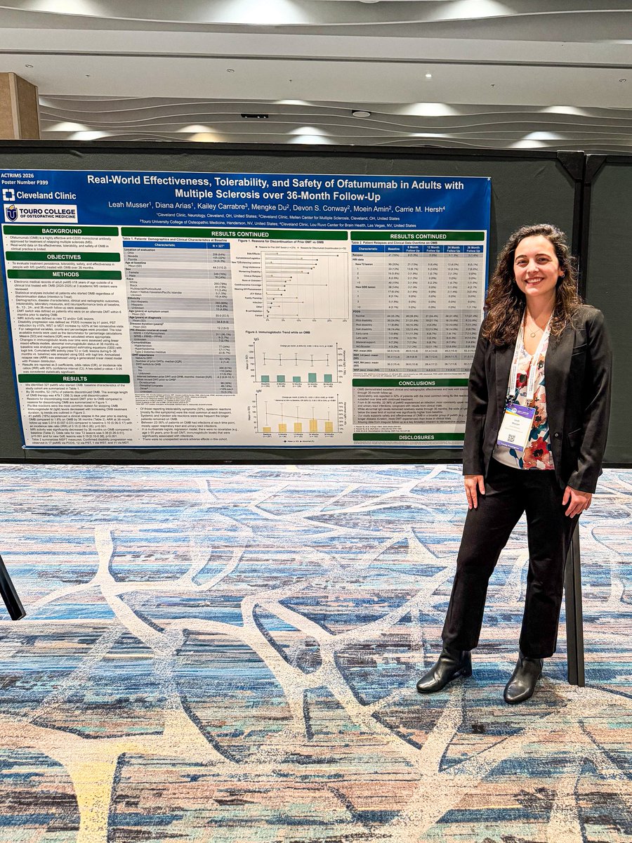 CLENeurons's tweet image. Back-to-back presentations this past week! Now highlighting PGY-3 Leah Musser presenting at @ACTRIMS #MS #NeuroX #NeuroTwitter #Nmatch2026