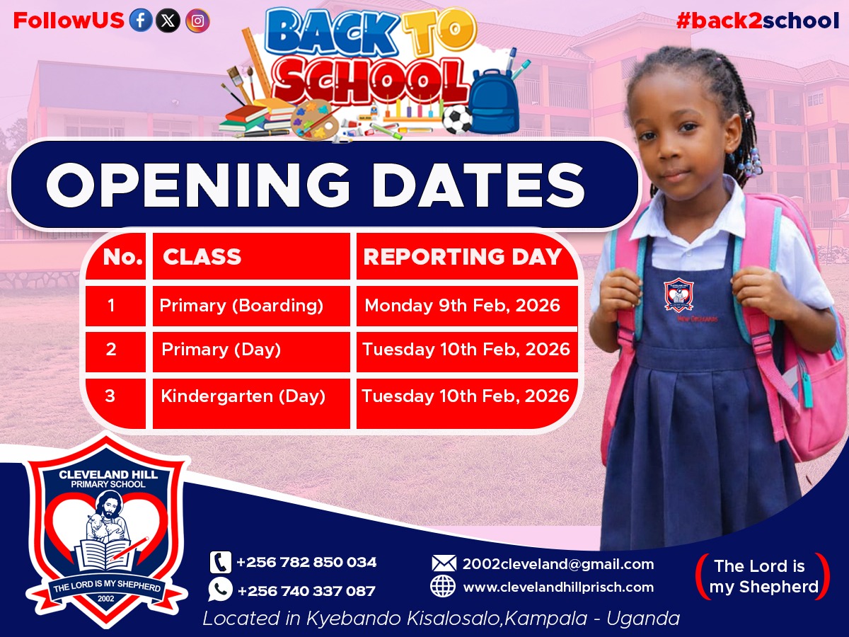 ClevelandHillp1's tweet photo. We warmly welcome all our learners back for a new academic term filled with learning, growth, and excellence.
Please see the reporting dates below and plan accordingly.
#BackToSchool #OpeningDates #ClevelandHillPrimary #ExcellenceInEducation https://t.co/4plrzaFCbS