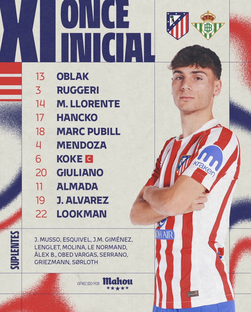 ¡A nada de comenzar el partido!
Veremos qué tal este segundo partido, ojalá podamos seguir como el último. Titularidad para Mendoza, Julián y Lookman. Baena banquillo.