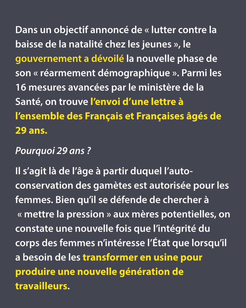 npajeunes_revo's tweet photo. Le gouvernement envoie des lettres à tous et toutes les jeunes de 29 ans pour les inciter à avoir des enfants, l’intégrité du corps des femmes n’intéresse l’Etat que quand il a besoin d’usines pour produire des travailleurs ! https://t.co/xQFcaGS543