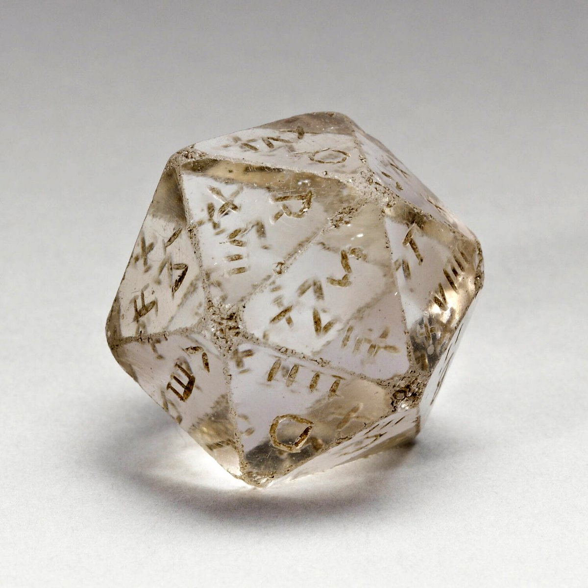 archaeologyart's tweet image. Roman Rock Crystal Icosahedron (Die) Period: Roman Empire, 2nd – 3rd century AD. Medium: Rock crystal (Quartz). Collection: Louvre Museum, Paris (Inv. MNC 882).

This transparent polyhedron is a roughly 2,000-year-old divination die used by the Romans. Unlike the bone or ivory…