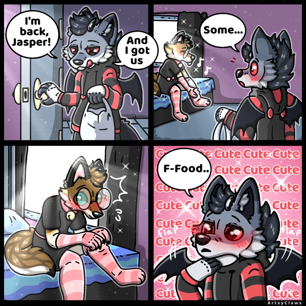 ArtsyClaws's tweet photo. He definitely wasn't expecting that 🐺🦊🩷✨ https://t.co/gg6dNT1Adq