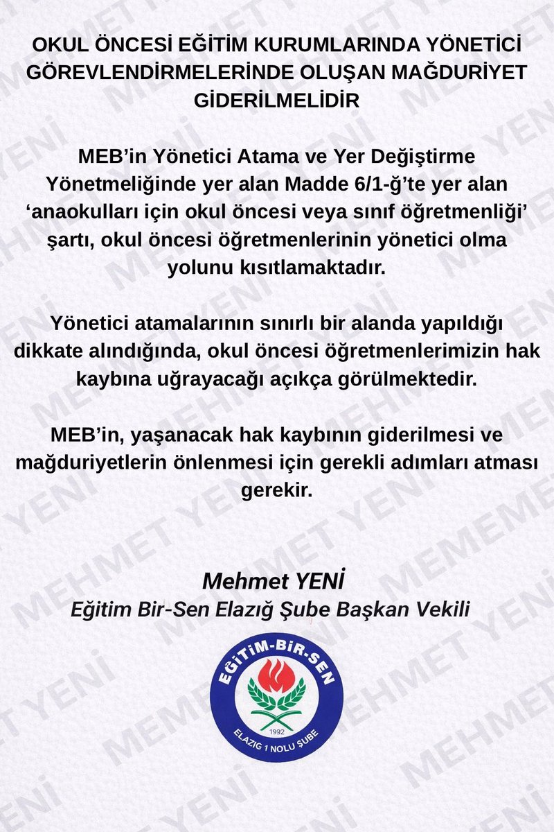 Gerekli düzenleme bir an önce yapılmalıdır ve bu atamaya yetiştirilmelidir.

 #AnaokulunaAlanGerek