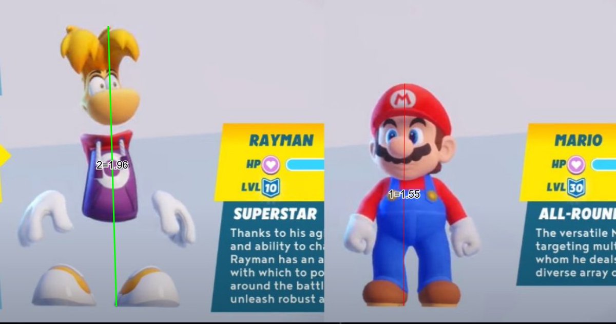 EmilianoHuman's tweet image. Fun Fact, Rayman is Taller then Mario