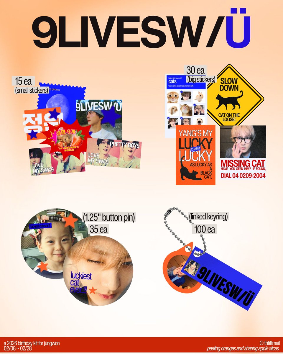 thriftmail's tweet photo. 9 LIVES : IN JUN9WON'S W0RLD.🐱 
A Birthday Kit For Jungwon
By Jio  

Interest Check!  

🔗 : https://t.co/GpTYpRDzHN

✸ ₱15 ~ ₱120
✸ DOO 02/08 ~ 02/28
✸ DOP 03/01

DEAREST SEASON OF JUNGWON #23WONdrousSeasons #HAPPY_JUNGWON_DAY #사랑이란_꽃말처럼_정원을_가득채워 https://t.co/xSoT27ohMl