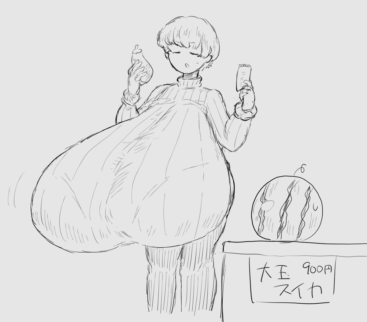 顔よりでかいスイカ…よりでかい片乳
小雪久しぶりに描いたね