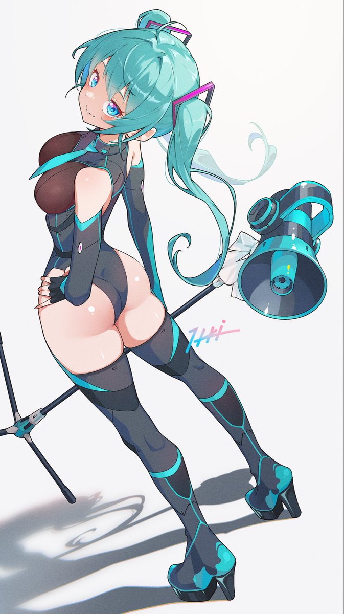 サイバーっぽい衣装とおしりとハイレグを描きたかっただけの初音ミク💚