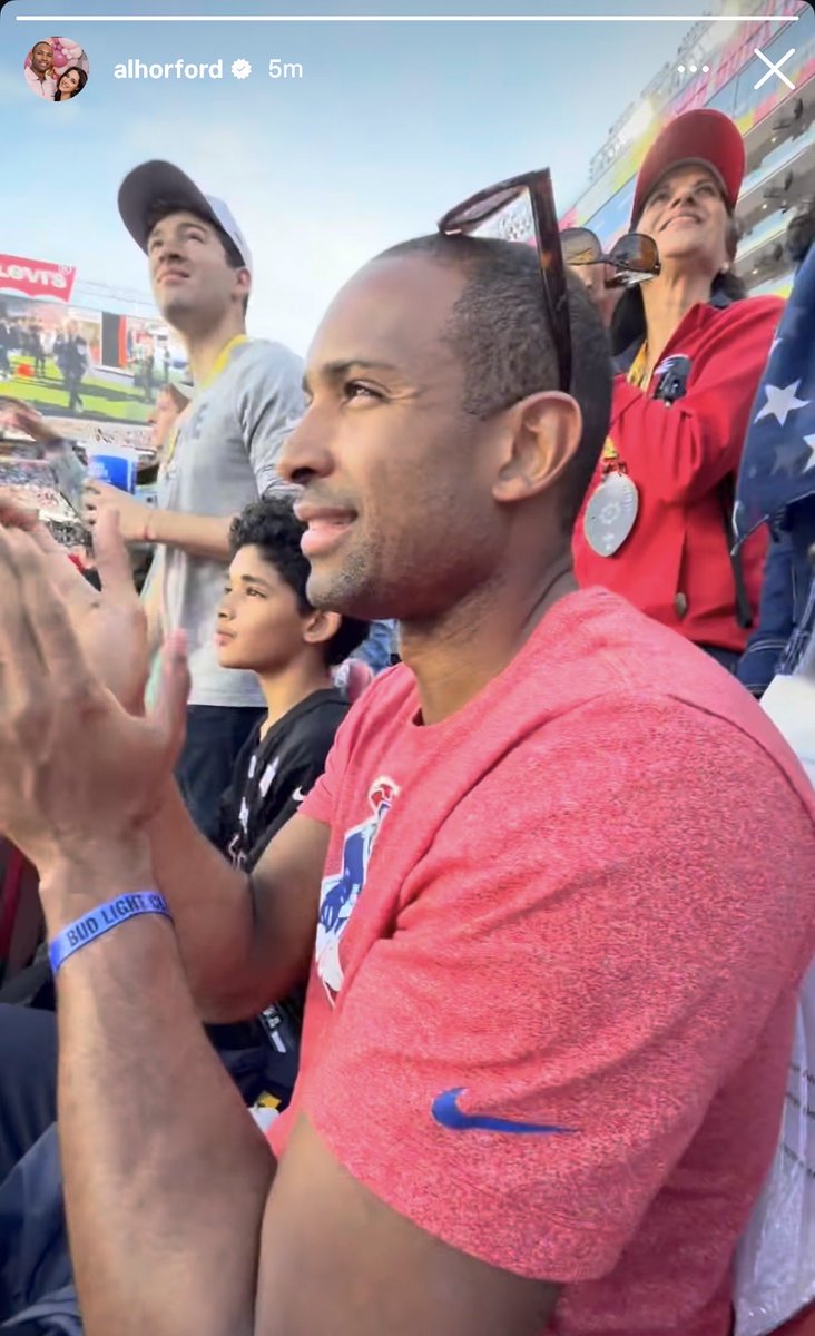 Al Horford at the Super Bowl wearing a Patriots shirt