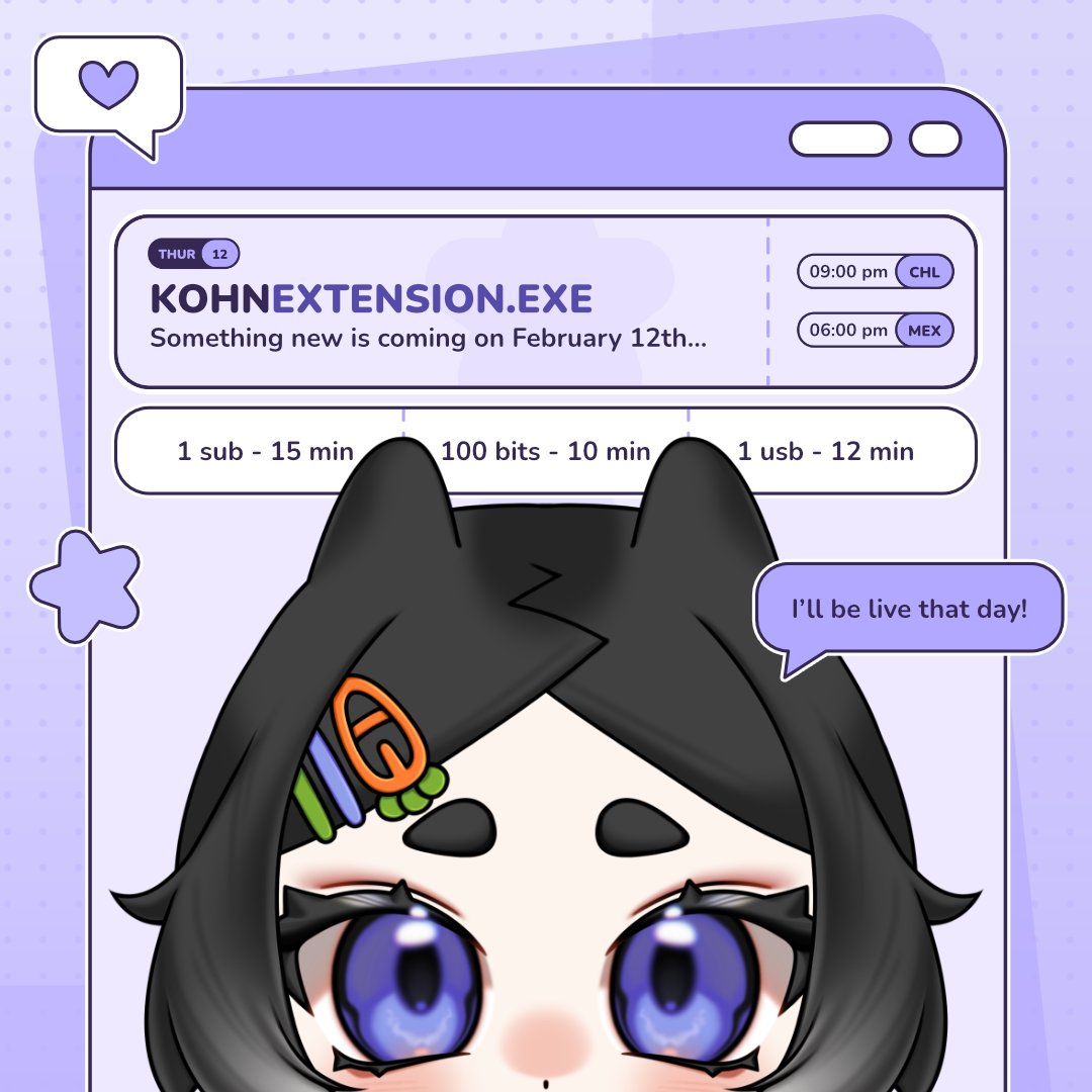 kohnevt's tweet image. Extensible — 12 de febrero (´｡• ᵕ •｡`) ♡

Añadiré tiempo base a la transmisión según el apoyo a esta publicación!

↳ Cada like suma 1 minuto
↳ Cada retuit suma 10 minutos

Muchas gracias por el cariño y el apoyo ♡
#VtuberES #Vtubers