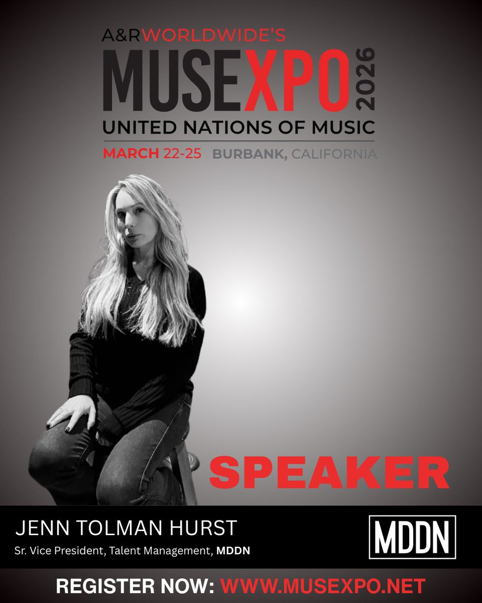 We welcome Jenn Tolman Hurst as a featured speaker.

As SVP of Talent Management at MDDN, Jenn is helping drive the vision behind an entertainment company working with artists like Architects, Bad Omens, Chase Atlantic, Poppy, Slush Puppy, and more. 

Register for MUSEXPO 2026.