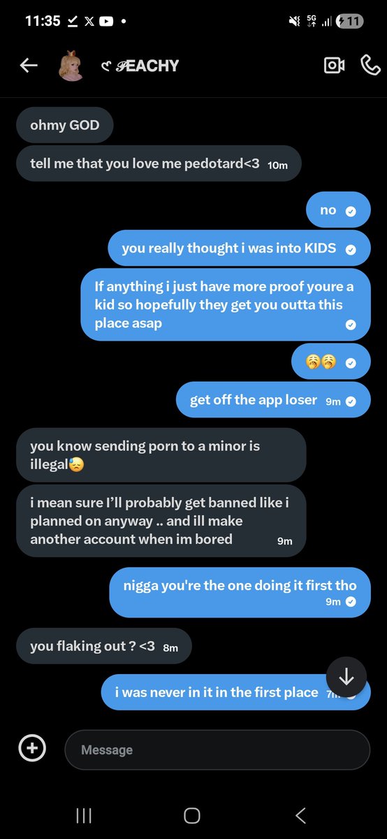 ORBITBXIT's tweet photo. Just so you guys know , the loser i was in DMs with is not an actual minor. 
   
     He's the same guy using the same profile over and over everytime he gets banned , he likes to be groomed apparently but he's not an irl minor .

   He's sick . all i was doing was gathering more info - im not , never will i be , attracted to IRL KIDS .

  thats just messed up and i made that callout post A WEEK ago , NOBODY even retweeted it if not for 4 people whereas all my other posts get more attention .

   Dont act like y'all never saw my post .

   WELL you're seeing it now.  

(pic for attention)