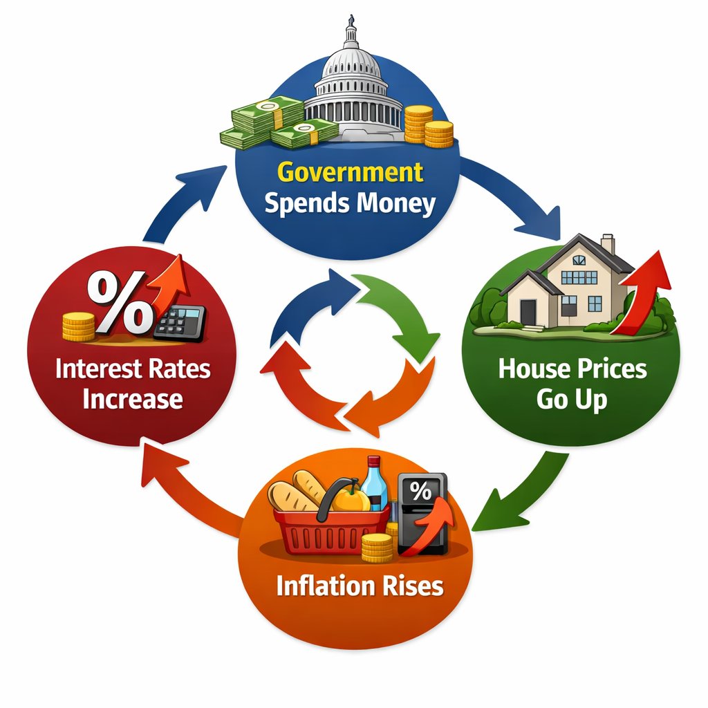 SpachusAus's tweet photo. Is this the cycle we are in now?
- Government spends more 💸
- House prices surge 🏠
- Inflation kicks in 📈
- Rates go up 📈
- Then… more government spending 💸
When does it end?
#auspol https://t.co/M8vHWewSjS