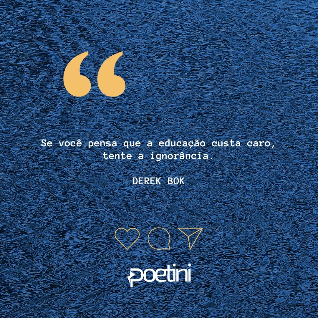 luanpgraeff's tweet photo. #𝗦𝗜𝗠pli𝙁𝙄𝙌𝙐𝙀 Se você pensa que a educação custa caro, tente a ignorância.

DEREK BOK

#VamosJuntos https://t.co/ddLE7p4C97