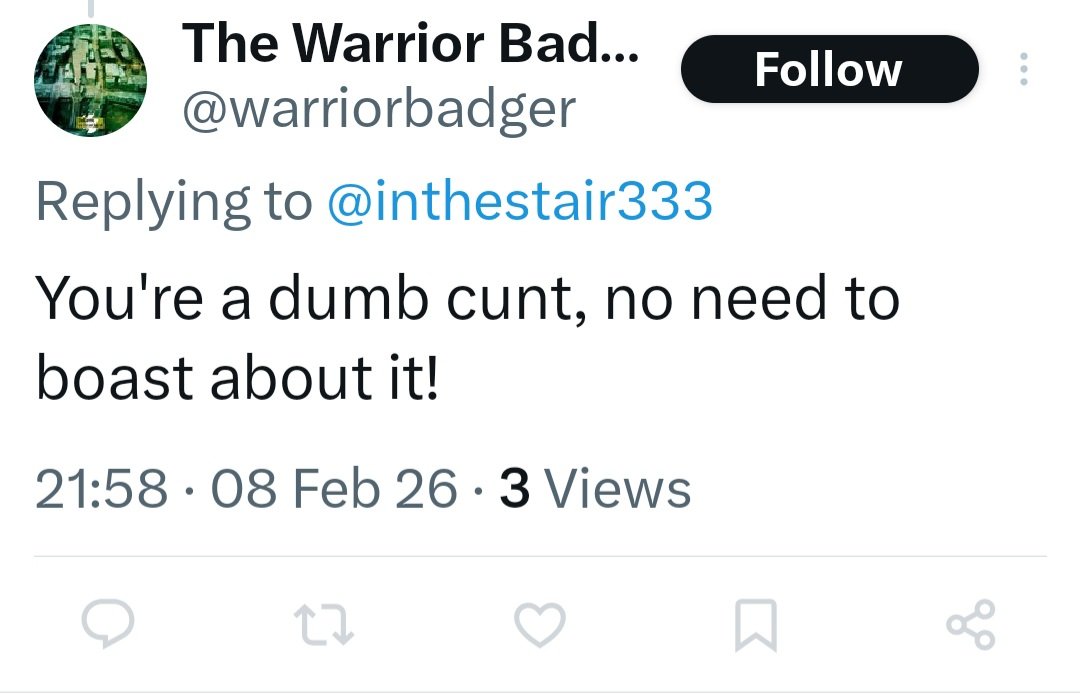 inthestair333's tweet image. I see another brave, keyboard warrior has poked their nose out the dung heap, to curse, run &amp;amp; block.  Was going to tell @WarriorBadger someone has to do it now the #angelofdeath is burning.