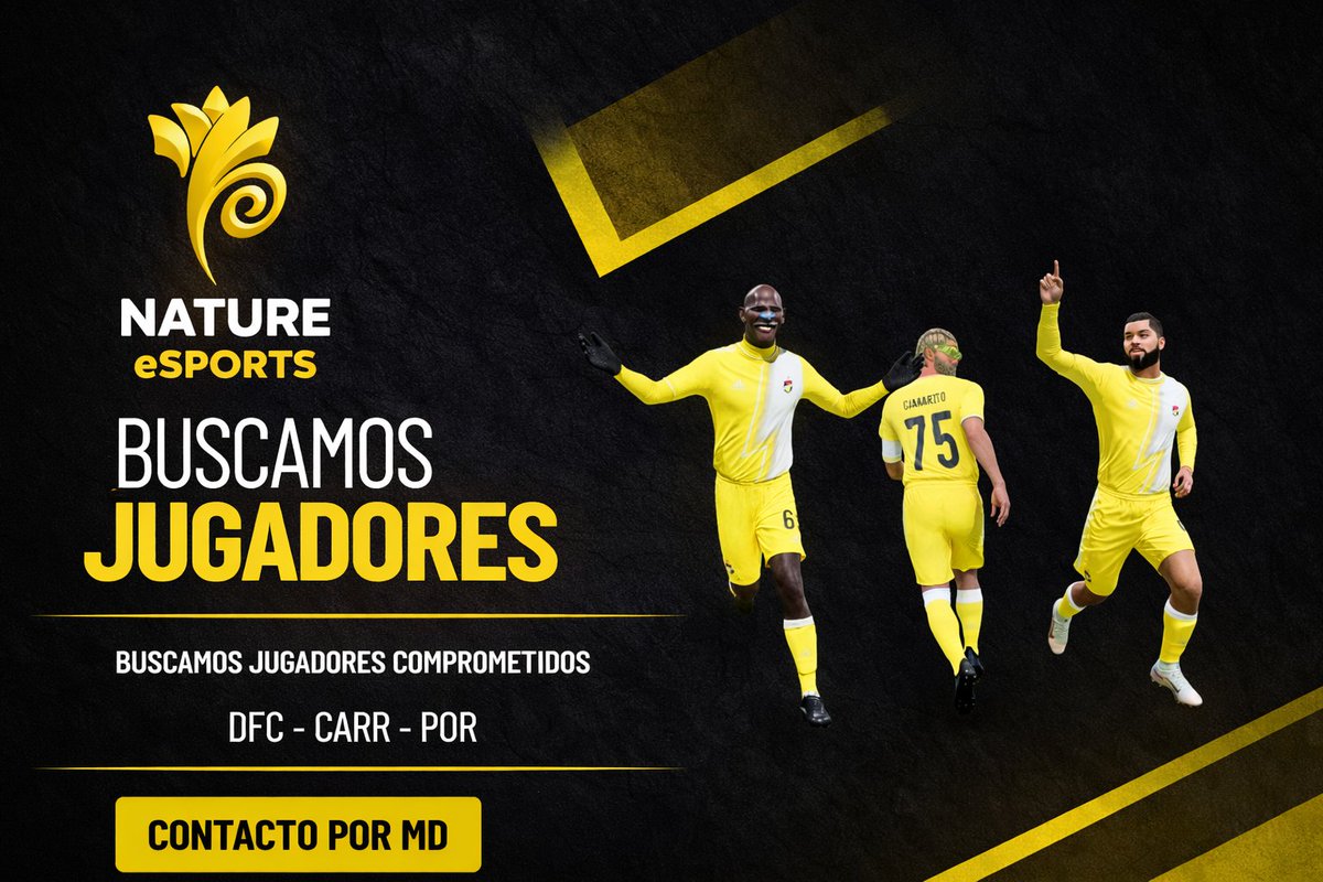 Seguimos buscando jugadores, estamos en periodo de pruebas.
A qué esperas!!!!
Abre a mí MD o a <a href="/Nature_eSports_/">Nature eSports</a>
<a href="/_chocolate3000/">AYUDAS FIFA CHOCO3K🐦</a> 
<a href="/AyudaInfoClubes/">AYUDA • INFO • 3️⃣0️⃣0️⃣0️⃣</a> 
#clubespro #EAFC26 #VPG