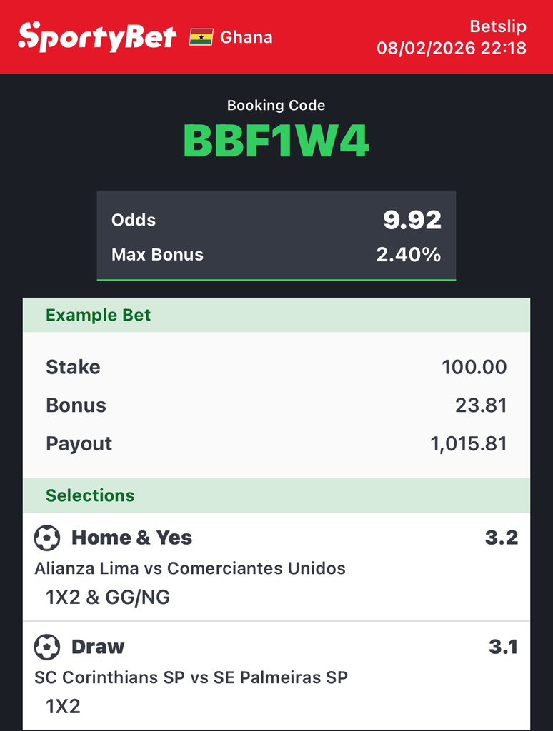 ceobesttips's tweet image. IT’S 100% SAFELY 

Odds: 9+🎉🎉🎉

GOOD LUCK 🍀

#9Odds #foryou #sportybetGH