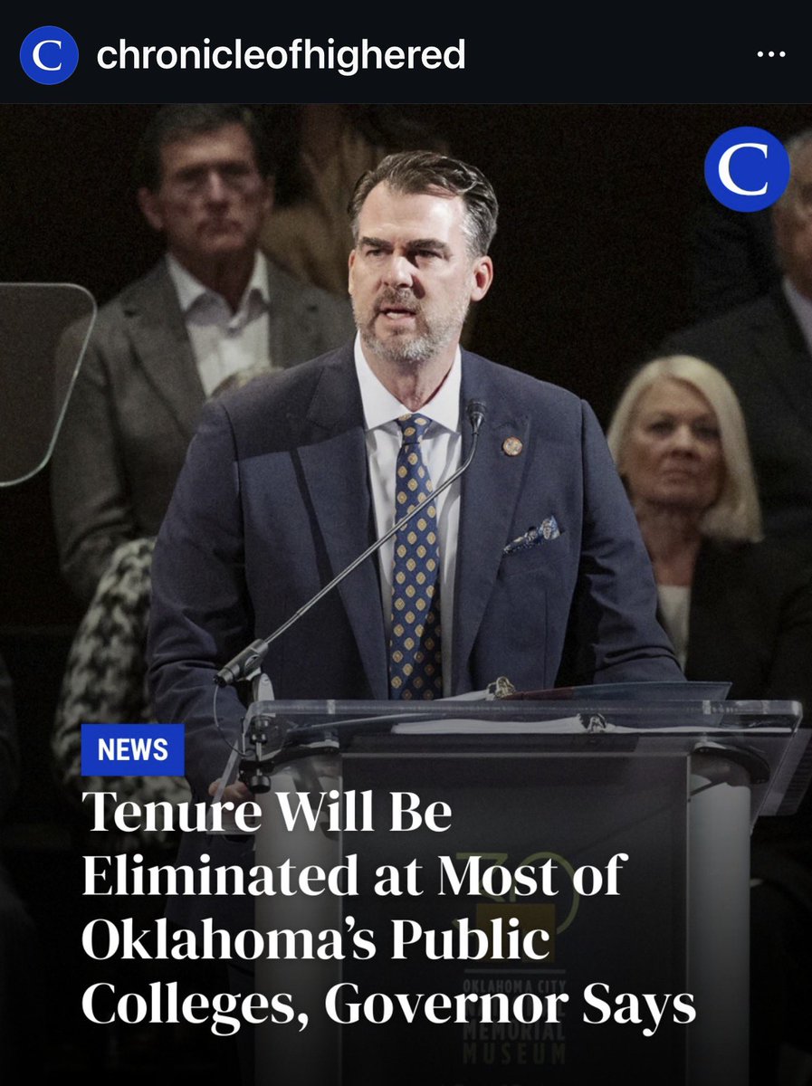 Most colleges in Oklahoma will no longer be able to grant faculty members tenure under a Thursday directive from the state’s governor.

Gov. J. Kevin Stitt, a Republican, signed an executive order directing its roughly two-dozen regional universities and community colleges to